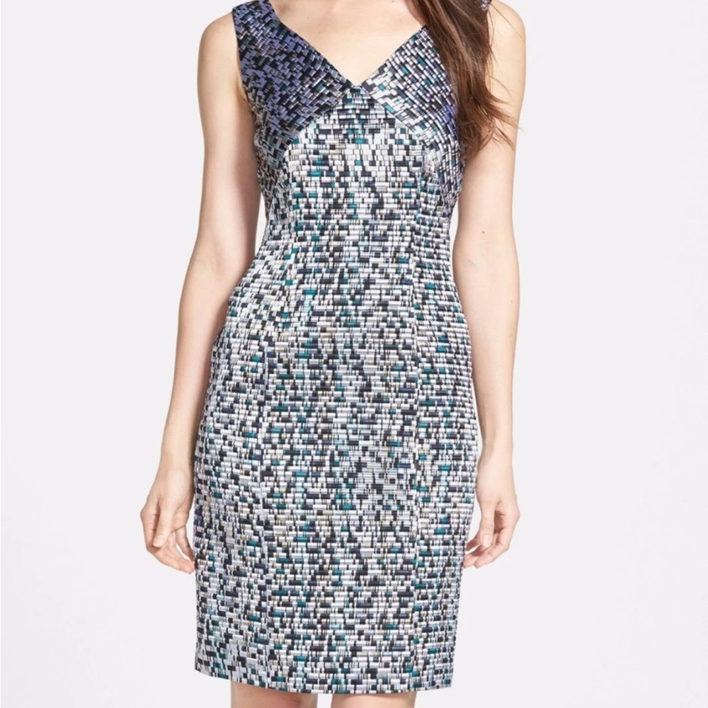 BOSS BY HUGO BOSS Seagreen Distripy Jacquard Ponte Sheath Dress